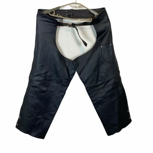 Chaps Biker Himalaya Motor Bike Wear Men's Size 3XL Black Leather Zipper Riding - Picture 1 of 17