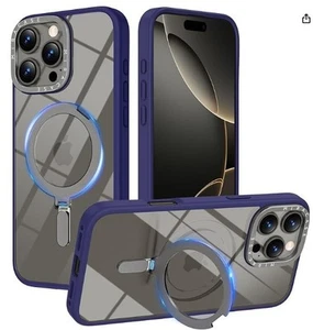 Miracase 2024 Magnet für iPhone 16 Pro Max Hülle mit Ständer 6,9'' Klar mit Blau - Bild 1 von 2