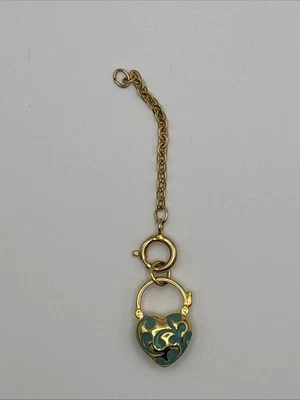 Joan Rivers Faberge Egg Gold Tone Turquoise Color  Heart Locket Charm w/Extender - Image 1 of 4