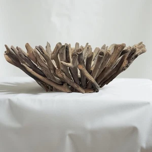 Raw Driftwood Decorative Bowl Centerpiece Rustic Coastal Natural Wood Home Decor - Picture 1 of 15