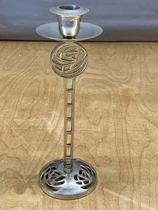 Art Nouveau Rennie McIntyre Style Chrome Candle Holder - Picture 1 of 7