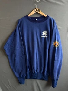 Vintage Fire Rescue Sweatshirt mens 2XL Blue Crew neck 90s Malta Classic Work - Picture 1 of 7