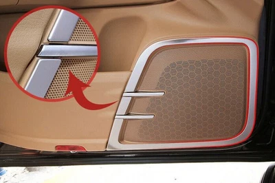 Para Porsche Cayenne 2011-2017 Plateado Acero Puerta Altavoz Bisel Marco Cubierta Borde Foto 1 de 4