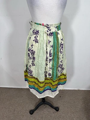 Falda plana Plentry By Tracy Reese para mujer marfil multicolor 100 % algodón talla P Foto 1 de 4