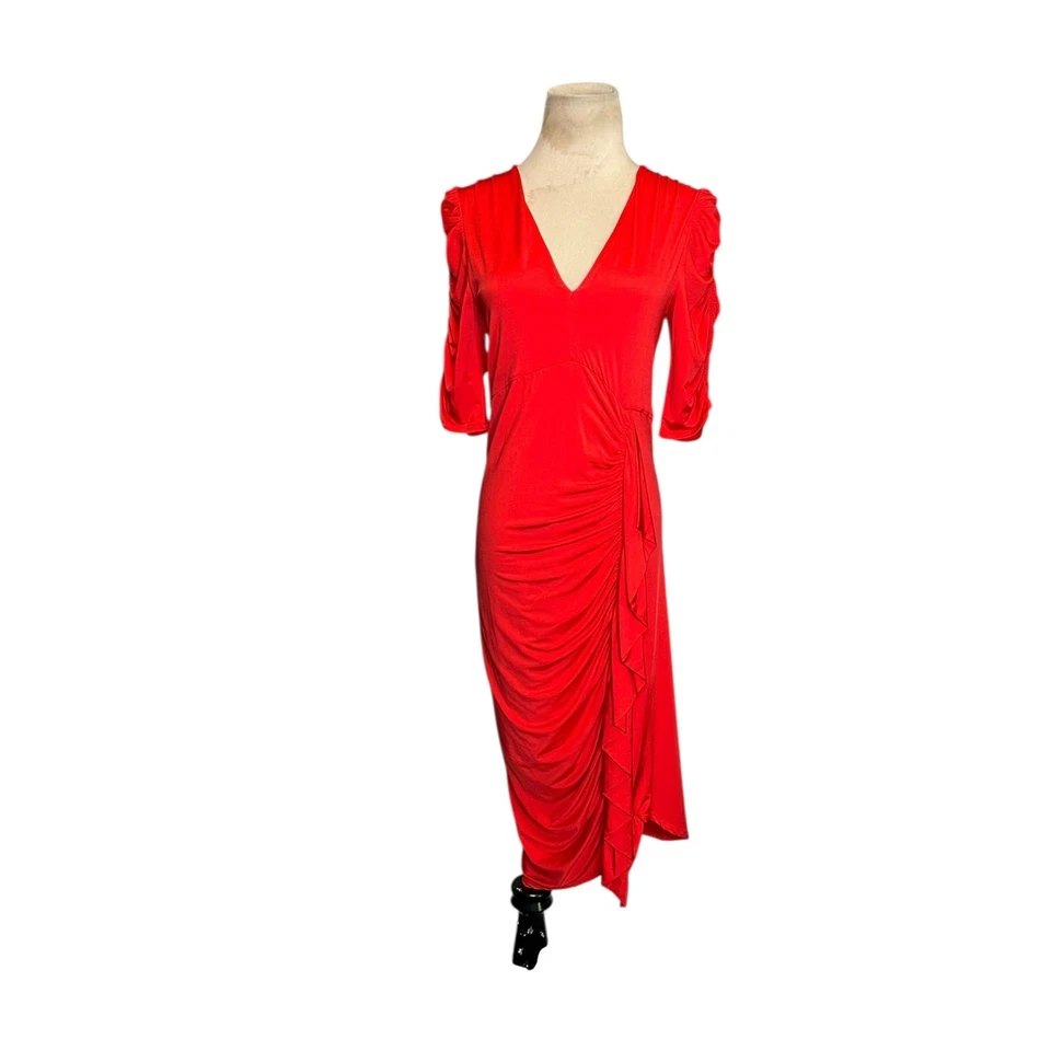 Hale Bob Poppy Red Ferrah Draped Dress size Medium - Image 1 of 4