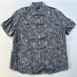 Untuckit Hawaiian Linen Shirt Men’s 2XL Floral Tropical Navy Short Sleeve - Picture 1 of 16