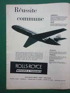 8/1960 PUB ROLLS ROYCE CARAVELLE TURBO REACTEUR AVON DART TYNE ENGINE FRANZÖSISCHE ANZEIGE - Bild 1 von 1