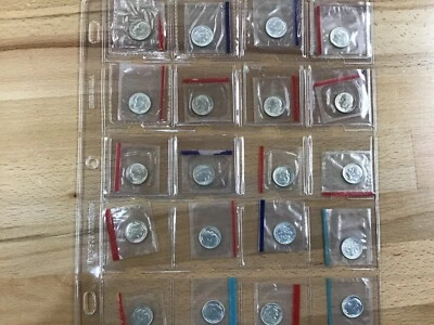 1959-1964 PD Roosevelt Silver Dime BU Mint Set Lot of 20 Assorted Coins   E9776 - Image 1 of 4