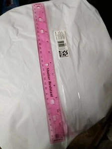 Pink Ruler See-Thru Ruler 1 FT 12 Inch/30 CM Ruler Shatter Resistant Ships FREE - Picture 1 of 3