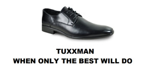New Men's Black Lace Up Casual Dress Shoe Wedding Groomsmen All Sizes TUXXMAN