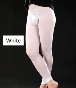 Men's Long Johns Transparent Pants Trousers Skinny Fitness Bottom Leggings White - Picture 1 of 12