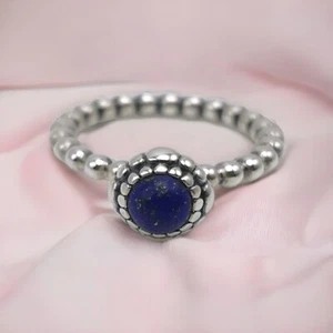 RETIRED Pandora Silver & Lapis Lazuli September Birthday Blooms Ring Size 54 - Picture 1 of 3