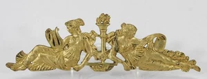 antikes, vergoldetes Bronze Ornament / Applikation mit zwei Muzes aus dem 19. Jh. - 23 cm / 9 Zoll - Bild 1 von 3