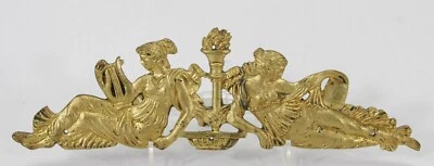 antiguo adorno/aplique de bronce dorado del siglo XIX CON DOS MUZES - 23 cm/9" Foto 1 de 3