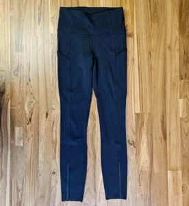 Lululemon Leggings Size 2 Fast Free 7/8 Tight II Nulux 25" Black Pant Reflective - Picture 1 of 3