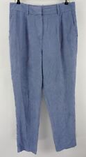 Reiss Thea Pleated Front Corduroy Trousers Women's Size 10 x 29" Blue Viscose