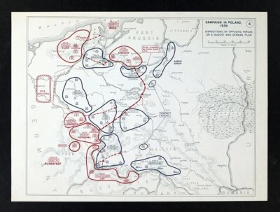 WWII Map 4 Poland Campaign Battle Brigades Warsaw Cracow Modlin Lodz Aug 1939 - Image 1 of 2