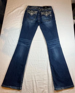 26x32 Miss Me Chloe Bootcut Jeans Rhinestones Embroidered Y2K Western Bling Blue - Picture 1 of 24