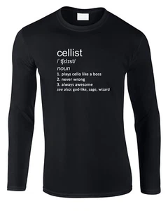Camiseta de violonchelista para hombre de manga larga definición divertida violonchelo música orquesta - Imagen 1 de 4