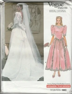 1987 Vintage Vogue Sewing Pattern 1983 Bridal Wedding Bridesmaid Dress 10 UNCUT - Picture 1 of 2