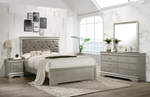 NEW Champagne Gold Queen King Twin Full 4PC Bedroom Set Modern Furniture B/D/M/N - Picture 1 of 13