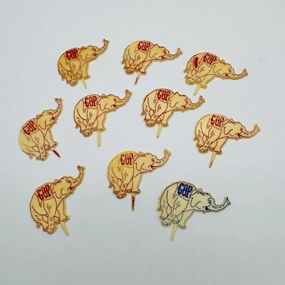 Vintage Political DEM GOP Elephant Plastic Picks Cupcake Topper Red Lot 10 - Image 1 of 3