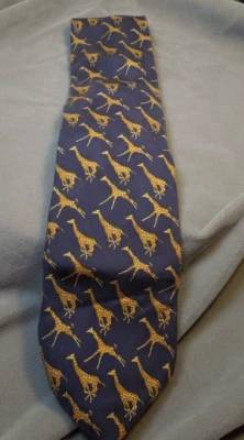 Corbata de colección de la Federación Nacional de Vida Silvestre jirafa de seda azul marino Italia Foto 1 de 4