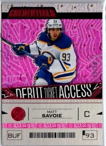 Matt Savoie Debut Ticket Access Pink 2023-24 Upper Deck Credentials - Picture 1 of 2