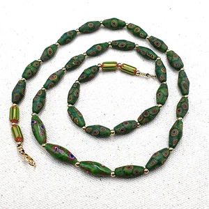 African Style Gabri Eyes Vintage Glass Beaded Necklace - Picture 1 of 19