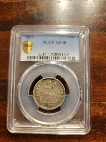 1882 SEATED LIBERTY QUARTER - PCGS XF40 Cover