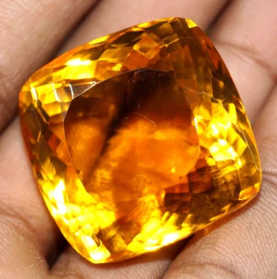 AAA+ 85.80 Ct. Large Yellow Citrine Cushion Cut Loose Gemstone Gift for Birthday - Image 1 of 4