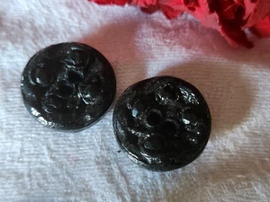 Duo boutons vintage parurier collection resine strass fleur 2 cm G8F - Picture 1 of 4