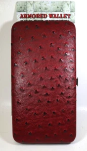 ZBOT red ostrich Flat wallet credit card holder RFID protection armored - Picture 1 of 5