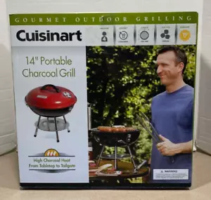Parrilla de carbón portátil para barbacoa Cuisinart de 14 pulgadas, roja - Imagen 1 de 4