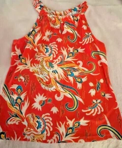 Jude Connally sleeveless top keyhole neckline dragon pattern SZ L - Picture 1 of 6