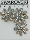 14k Gold Plated Clear Swarovski Crystal 'Flowers' Brooch