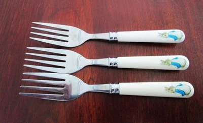 Pottery Barn Kids кролик Питер от Beatrix Potter белая посуда 3 вилки для малышей ясельного возраста - Изображение 1 из 4