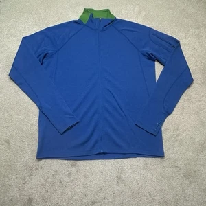 NWOT Ibex 100% Rambouillet Wool Full Zip Sweater Mens Large Blue New - Picture 1 of 10