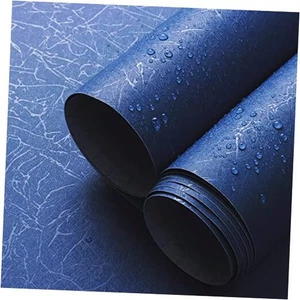 Blue Silk Peel and Stick Wallpaper Textured Contact 17.3" x 118" Dark Blue - Picture 1 of 7