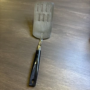 Vintage Ecko Spatel Wender Schlüsselloch Schlitz Utensil schwarzer Griff Made in USA - Bild 1 von 11