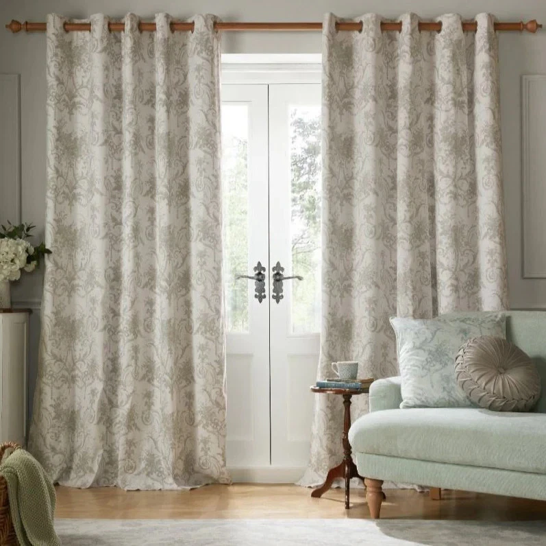 Laura Ashley DOVE GREY Tuileries BLACKOUT Lined Eyelet Curtains W168 Drop182cm - Image 1 of 3