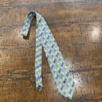 Corbata de cuello vintage Valentino para hombre gris verde lunares poliéster en caja Foto 1 de 4