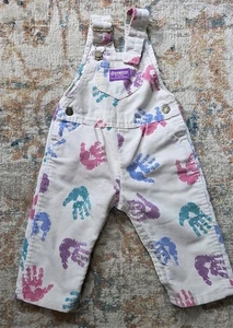 Vintage OshKosh B'Gosh Overall Vestbak Handprint weiß Größe 18M Cord USA - Bild 1 von 24