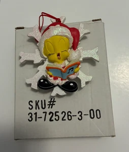 Ornamento musical vintage Piolín pájaro en un copo de nieve 1998 Warner Bro Looney Tunes - Imagen 1 de 3