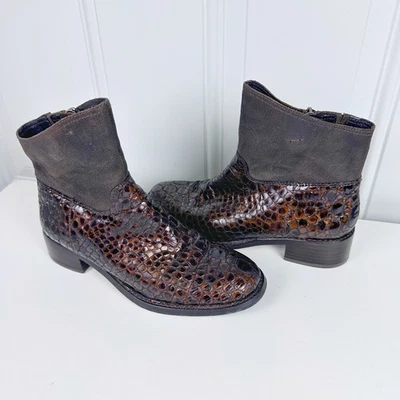 Donald J Pliner Moto Boots Women's Size 7M Brown Animal Print Leather & Suede - Image 1 of 4