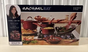 Juego de utensilios de cocina Rachael Ray de 11 piezas grueso duradero antiadherente de triple capa que ahorra espacio - Imagen 1 de 4