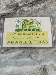 1954 RICE'S DINING SALON ON Rt.66 IN AMARILLO TEXAS POSTCARD - VERY NICE - Picture 1 of 2