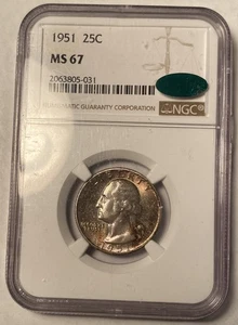 1951 Washington Quarter NGC MS67 CAC Toned - Picture 1 of 4