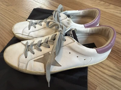 Golden Goose Deluxe Brand Women's Superstar Sneaker, White/Dark Lilac, 39 9, Low - Image 1 of 4