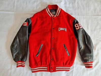 Vintage Lamasz Sport Canada 99 Varsity Jacket XL Red Wool Black Leather Sleeves - Image 1 of 4
